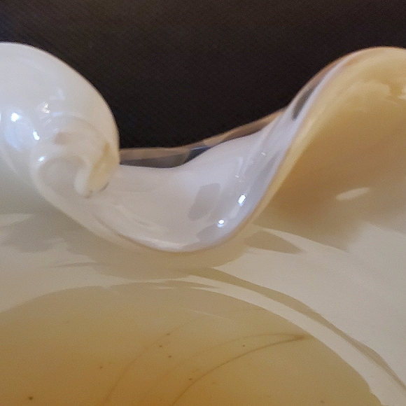 Vintage Murano Style Caramel Yellow Encased Glass Dish - Picture 3 of 12